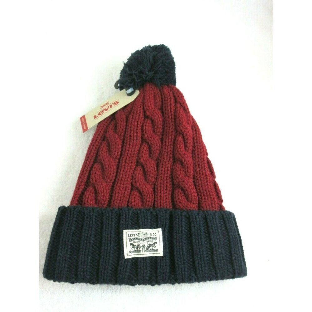 COPY - Levi's Strauss Cuff Beanie Fleece Lined Red Navy Blue Unisex OSFA NWT Su…